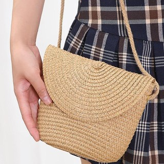 Túi Rơm TOSE, Túi Xách Ống Hút Mini Handmade, Ví Đựng Tiền Xu Hình Vỏ Túi Đi Biển Mùa Hè Trẻ Em