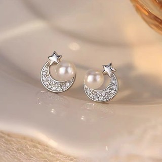 Bông tai ngọc trai bạc S925 Trang sức thời trang đơn giản Quà tặng nữ