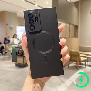 Dành Cho Samsung Galaxy Note 20 Ultra Note 10 Plus S24 S23 S22 S21 Ultra Plus FE Từ Tính Siêu Mỏng Matte Chống Vân Tay Có Bảo Vệ Ống Kính Có Vỏ Điện Thoại Lưới Bụi