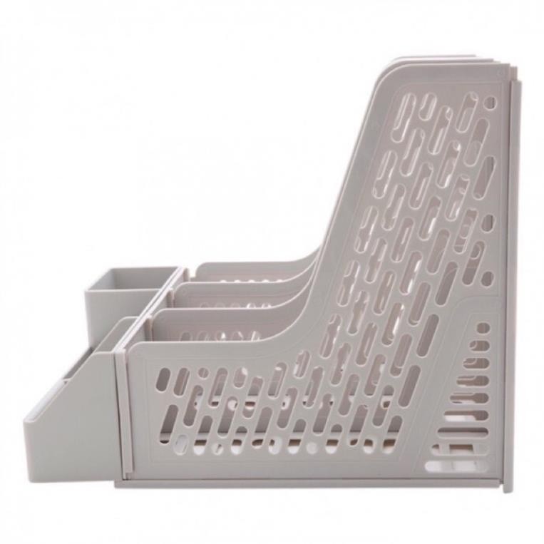 Kệ rổ hồ sơ lắp ráp 3 ngăn có khay cắm bút Deli Z00112.