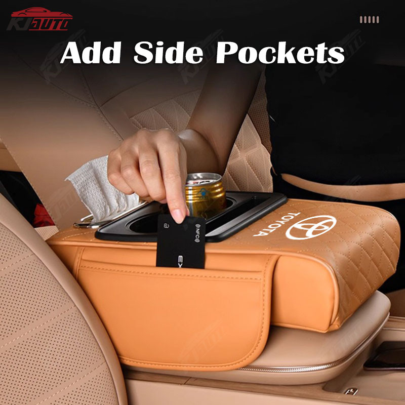 Toyota Xe Tay Hộp Chiều Cao Miếng Lót Da Trung Tâm Túi Bảo Quản Cốc Nước Cho Xe Toyota Veloz Raize Vios Avanza Innova Fortuner Corolla Rush Alphard Agya Harrier Hilux Wigo