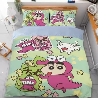 G13 Crayon Shin-chan 3IN1 Ga trải giường Vỏ chăn gối Bộ chăn ga gối Phòng ngủ gia đình Có thể giặt được Bộ đồ dễ thương G13