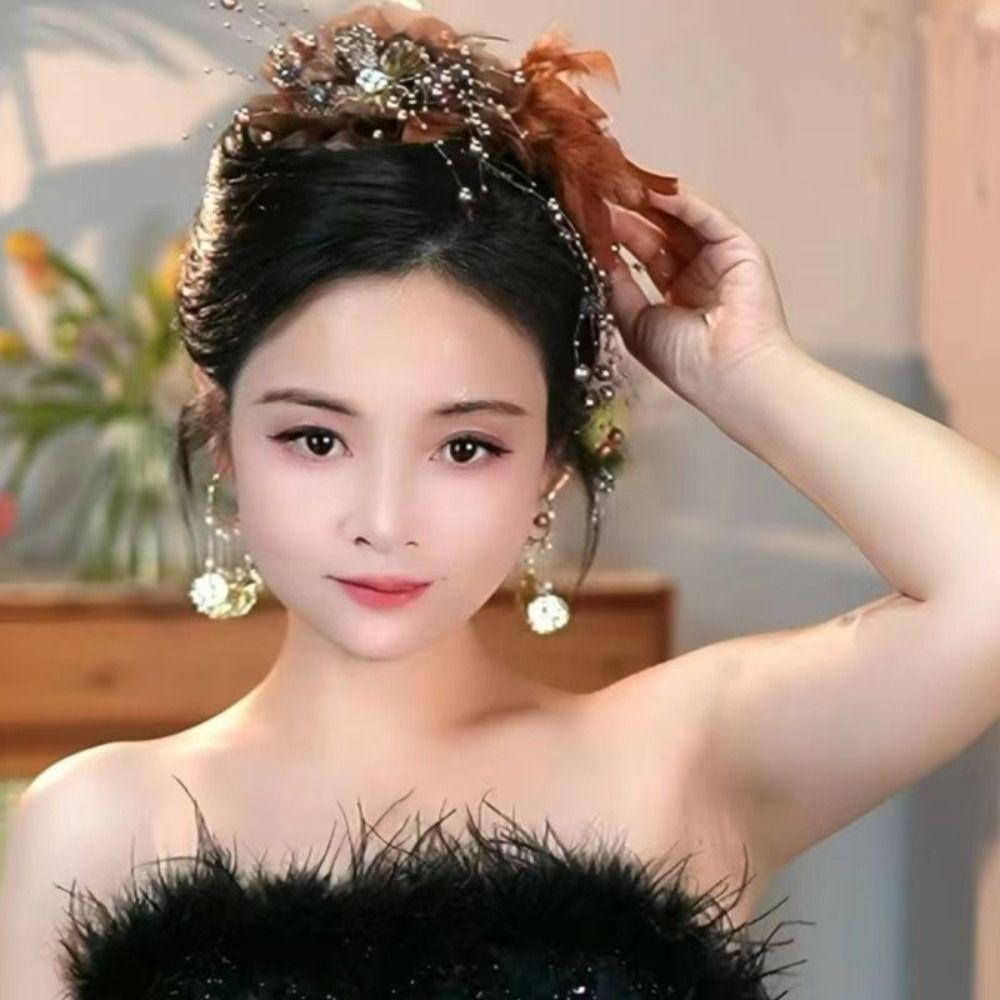 GOODH Nắm Kẹp, Vuốt Tóc Vải Bốn Hoa, Tua Rua Thời Trang Lông Hoa Ngọc Trai Phụ Kiện Tóc Cho Bé Gái