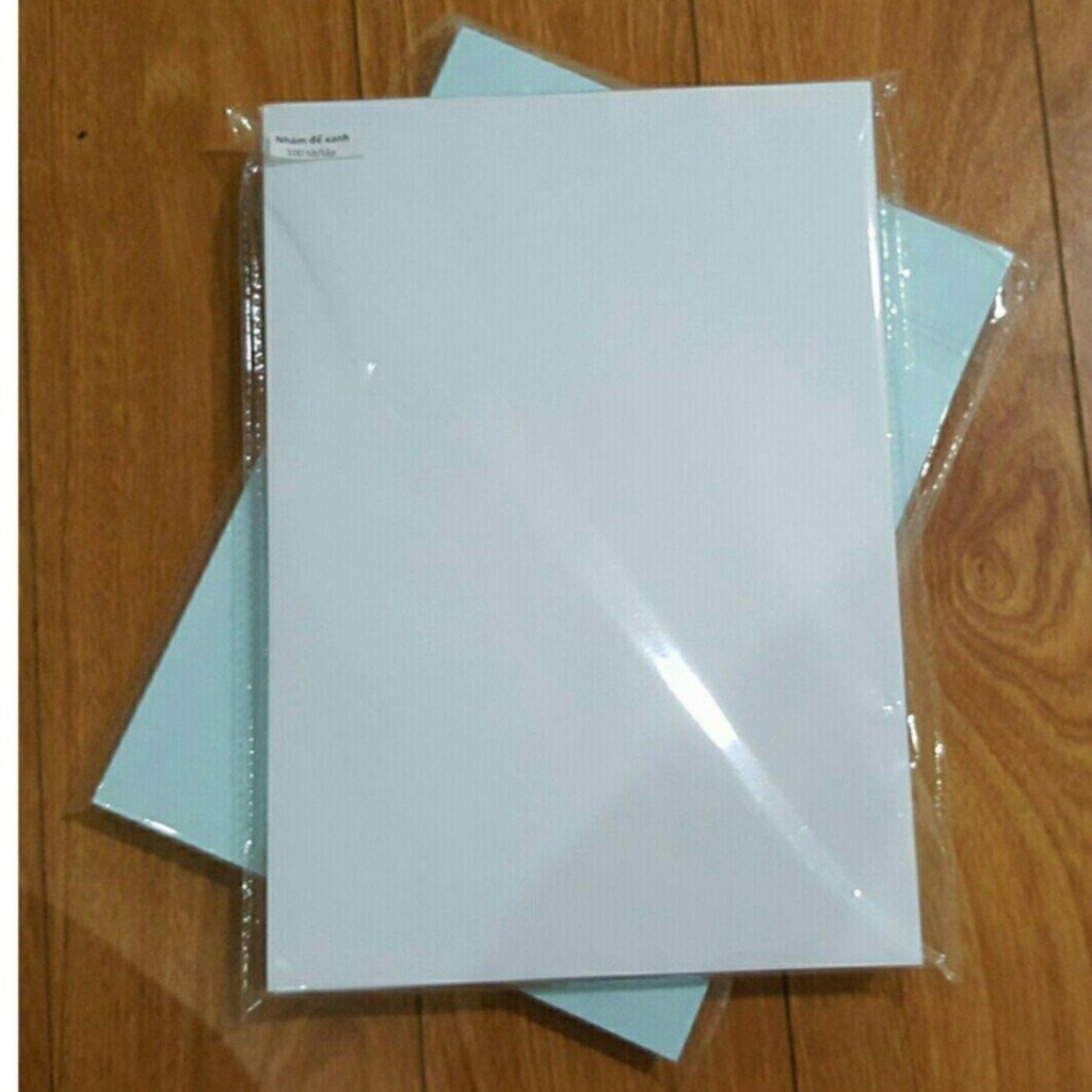 Combo túi có 10 tờ Decal A4 đế xanh.