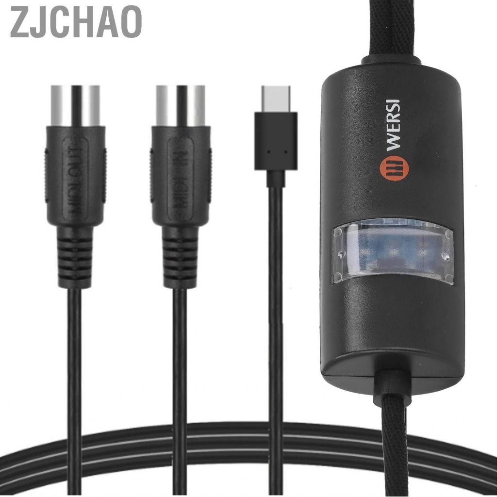 Zjchao Bộ chuyển đổi cáp MIDI sang Type C cắm và chạy linh hoạt 5ft cho bàn phím đàn piano âm nhạc