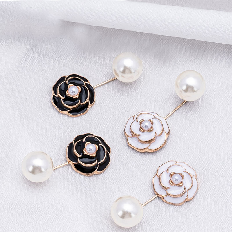 [YUNYUAN] Cổ Ngọc Trai Camellia Chống Phơi Sáng Hiện Vật Tinh Tế Cài Nút Áo Sơ Mi Quần Áo Cố Định Phụ Kiện Pin Cho Nữ