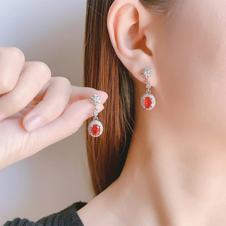 Châu Âu Mỹ ins Phong Cách Mới Kim Cương Ruby Bông Tai Nữ