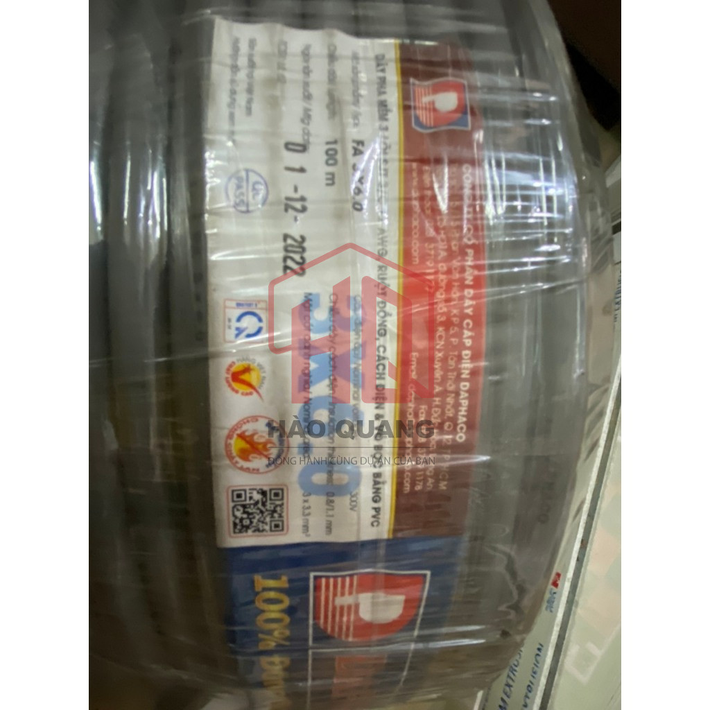 (Mét) Dây Điện Daphaco 3x6.0mm  | Dây 3 Lõi Bọc Xám Chống Cháy – Chịu Tải Cao