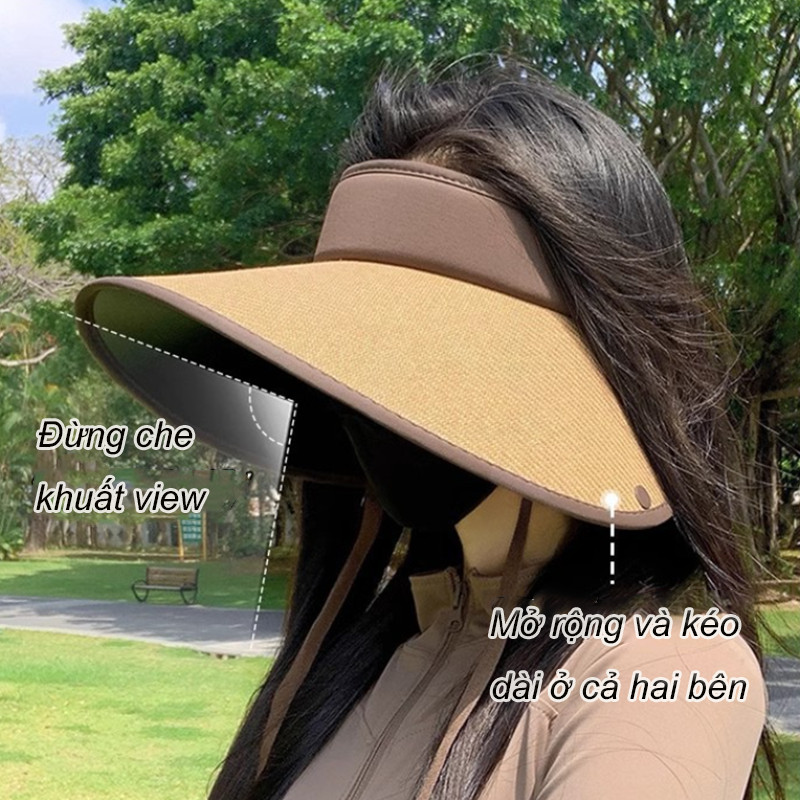 Nón chống nắng nón che nắng Mũ Rộng Vành Nửa Đầu chống tia UV,Mũ Chống Nắng Nữ Vành Rộng Hở Chóp