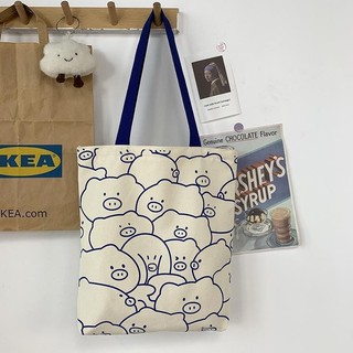 Túi Bé Heo (35x37cm) - Túi Đi Đựng Hộp Cơm, Túi Đi Học, Túi Tote Vải Canvas, Túi Tote Hoạt Hình