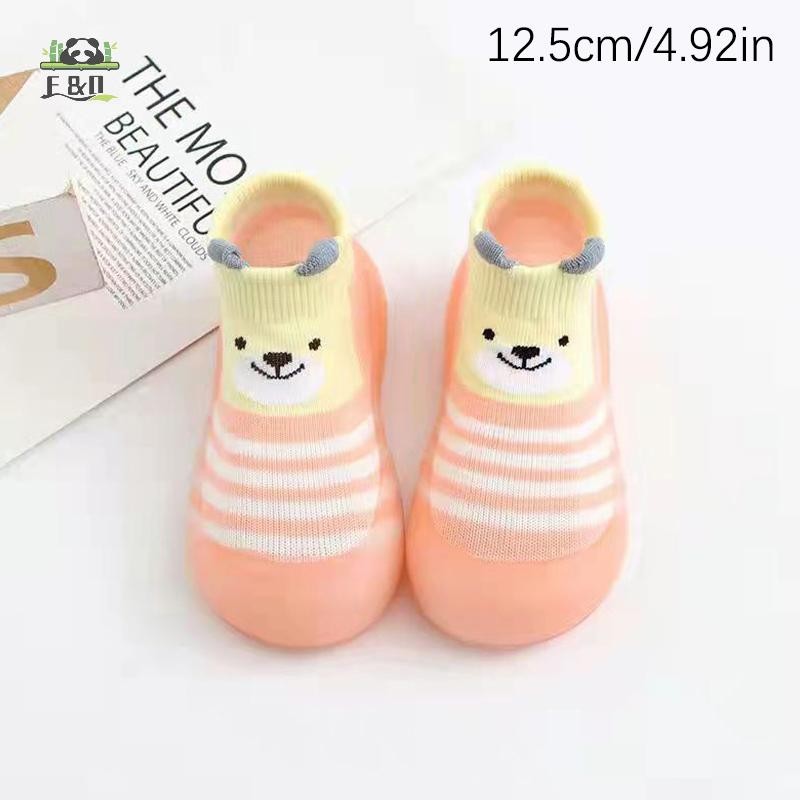 [Shnzdd] Giày mềm cho bé tập đi, đế cao su chống trơn trượt, dệt kim hoạt hình, chống chuyến đi EMKK