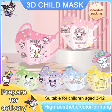 Để giao hàng [Mặt nạ trẻ em 3D] 10 chiếc Mặt nạ trẻ em in hình hoạt hình thời trang Marvel Sanrio chất lượng cao Kuromi Color Boy Marvel 3-12 tuổi Mặt nạ trẻ em
