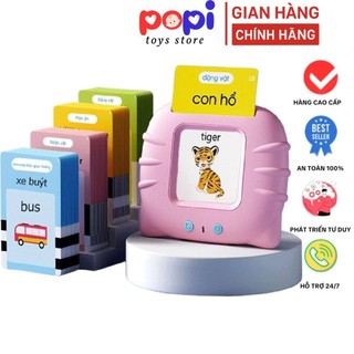 Máy Đọc Thẻ Song Ngữ  Anh Việt 255 thẻ, 510 Từ Vựng, Alokids TB, Máy Đọc Từ Vựng Flashcards Cho Bé Kèm Dây Sạc Pin- POPI