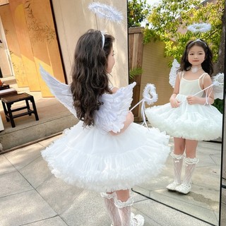 Trang Phục Bé Gái Cô Gái Trắng Đôi Cánh Thiên Thần Đầm Bé Gái Đầm Công Chúa Trẻ Em Trình Diễn Đầm Mùa Hè