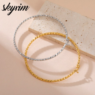SKYRIM Vòng tay lung linh bằng thép không gỉ Gold 2.6mm - Quà tặng vòng tay tối giản không gây dị ứng cho nữ, chống mài mòn