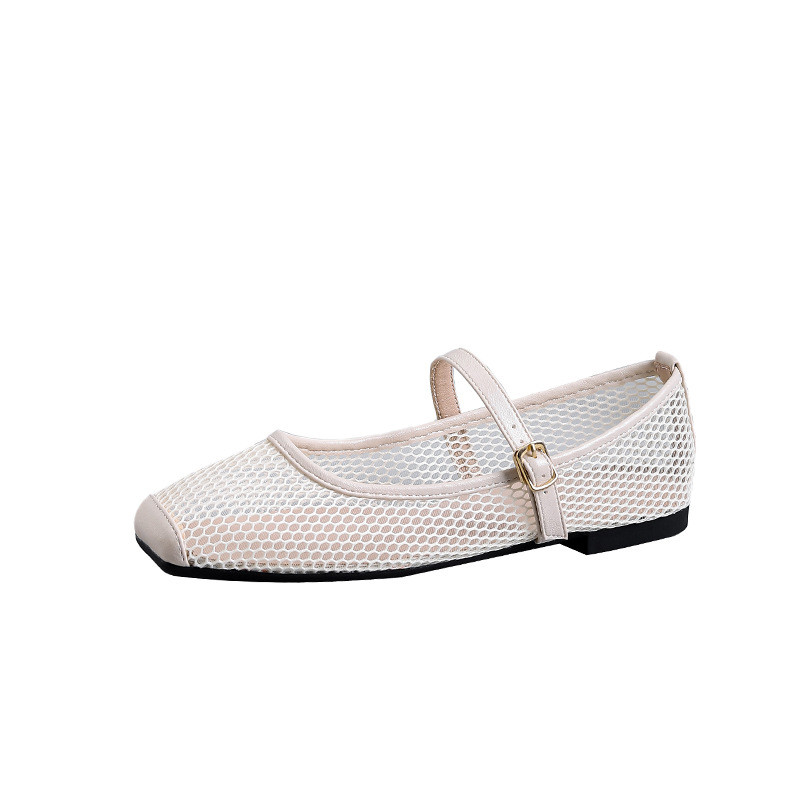 Size Lớn (35-44) Giày Lưới Đế Bằng Nữ Miệng Nông Slip-On Ballet Mary Jane Thoải Mái Chống Trơn Trượt MAY13