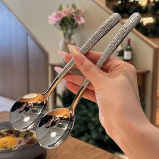 OIWLSAX321 Thìa Inox, Thìa Khuấy Dày Thìa Tráng Miệng, Bộ Đồ Ăn Tay Cầm Dài Muỗng Canh Inox