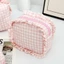 Túi trang điểm AFTEROF, Túi lưu trữ cọ trang điểm đa chức năng thiết kế Quilted, Dễ thương có dây kéo Túi vệ sinh du lịch họa tiết kẻ sọc di động dành cho bé gái Sử dụng du lịch Lưu trữ vệ sinh