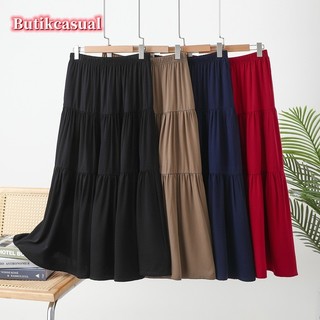 Váy lụa cotton nữ cạp cao xếp ly mỏng váy cỡ lớn mùa hè 2025 váy dài Twill