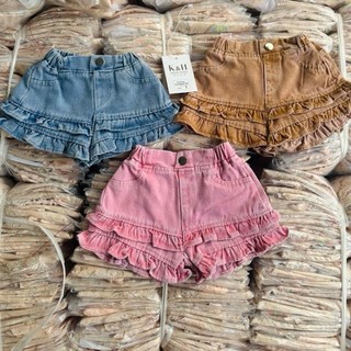Q18M- Quần short bò nhún bèo cho bé gái Size từ 8-30Kg