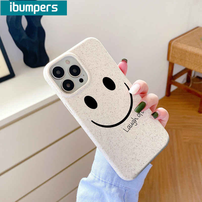 ibumpers Hàn Quốc Đơn Giản Khuôn Mặt Cười Họa Tiết Ốp Lưng IPhone 16 15 14 13 12 11 Pro Max IP 7 8 Plus Iphon X Xs XR Xs Max Silicon Mềm Chống Sốc Ốp Lưng