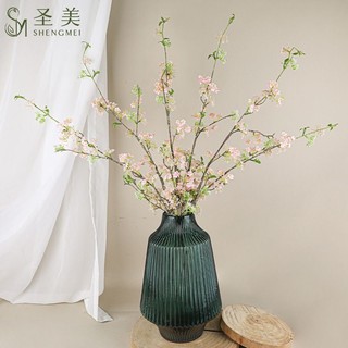 Cành hoa tuyết liễu nhân tạo từ cao su và hoa lụa trang trí phong cách cổ điển cao 80 cm thân giả mốc giống hệt thật