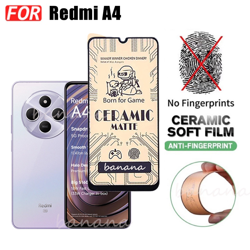 Kính cường lực gốm 3 TRONG 1 Redmi A4 cho Redmi 14C Redmi A3 Ống kính máy ảnh Kính bảo vệ màn hình và phim mặt sau