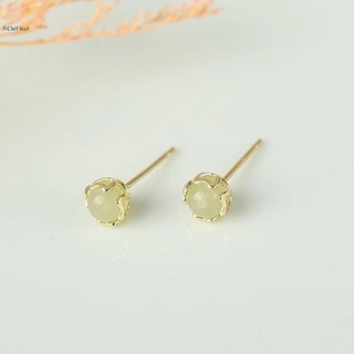 [Pcwfkef] Phong Cách Trung Hoa Retro Giả Ngọc Bông Tai Nhỏ Dành Cho Nữ Tinh Tế Màu Xanh Tròn Hạt Bông Tai Trang Sức Thanh Lịch Quà Tặng Mới