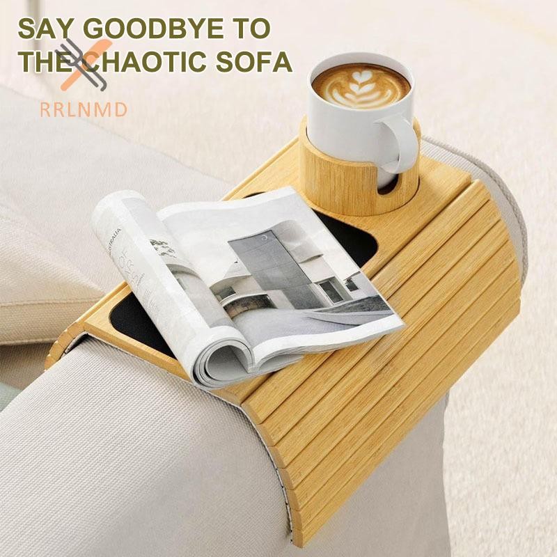 Rrlnmd Ghế Đựng Cốc Tự Nhiên Chống Trơn Trượt Sofa Tre Tay Khay Có Thể Gập Lại al Sofa Cốc Cho Cốc Điều Khiển Từ Xa MỚI