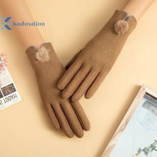 Kudosation Thể thao mùa đông Đi xe đạp ngoài trời Màn hình cảm ứng ấm áp Găng tay dày nhung dành cho nữ