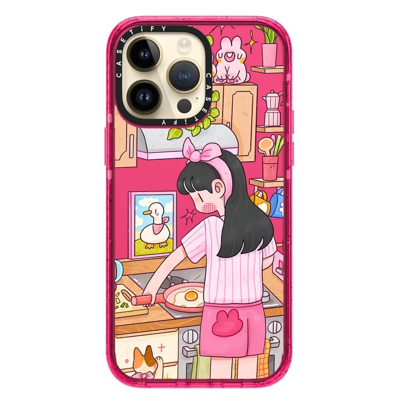 Casetify X Cook của Hyemina Bong Bóng Hồng Hút Từ Tính Cứng Acrylic Ốp Lưng Cho Apple IPhone 12 13 14 15 16 Pro Max Plus Có Hộp