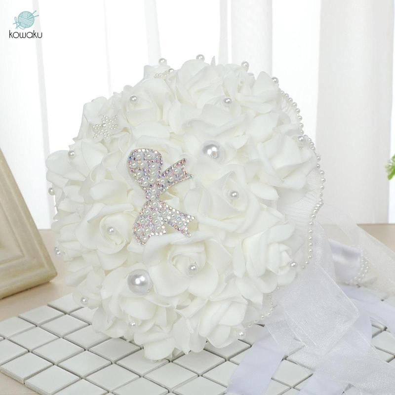 Bó hoa hồng nhân tạo trang trí cưới tặng cô dâu, bó hoa ném tiệc ngày lễ tình nhân