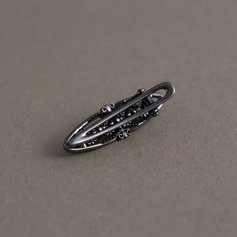 Mauropoli [Sẵn sàng] Màu mờ ban đêm ~ Kẹp ngắn Mini màu đen sang trọng Tính khí Retro kiểu Pháp Nổ Kẹp tóc Phụ kiện đầu đơn giản