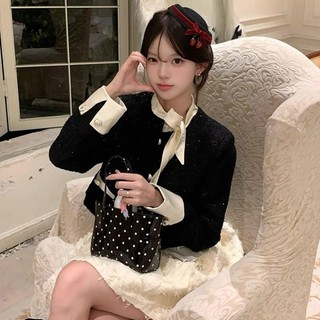 Thắt mũ bò phong cách Pháp dễ thương, làm từ vải đen, phù hợp với mũ nón trắng