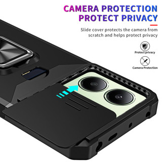 Dành Cho Redmi Note 13 4G Ốp Lưng Có Trượt Camera Bao Đựng Thẻ Vòng Chân Đế Chịu Lực Bảo Vệ Mỏng Bao Da