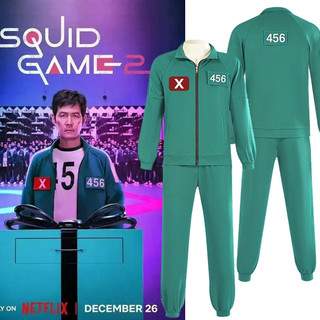 Pg Squid Game 2 cosplay vải đỏ áo liền quần thể thao màu xanh lá cây áo hoodie bộ trang phục sân khấu