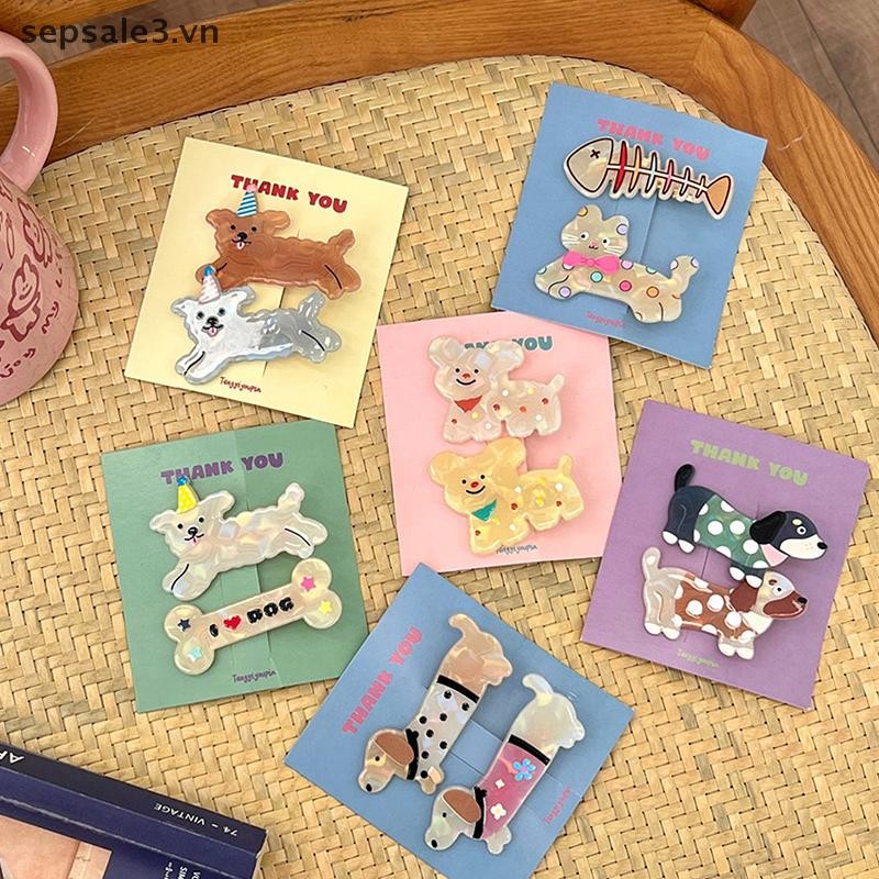 # VN # 2 Cái / bộ Phim Hoạt Hình Dễ Thương Xương Chó Kẹp Tóc Cô Gái Miệng Vịt Acrylic Ngọt Ngào Nổ Kẹp Tóc Phụ Kiện Tóc Gãy.