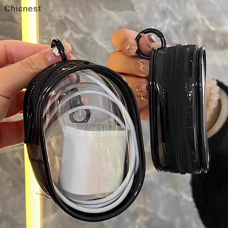 [Chc] Hộp lưu trữ cáp dữ liệu trong suốt đa chức năng Túi lưu trữ tai nghe du lịch ngoài trời Cáp dữ liệu Túi lưu trữ tròn [VN]