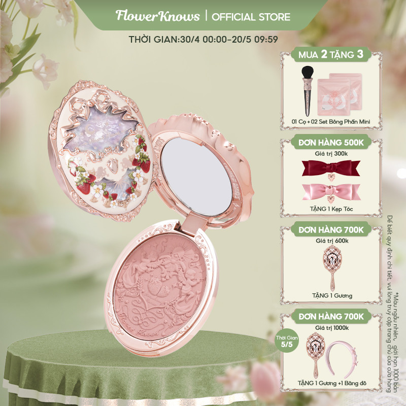 Ảnh Phấn má hồng FLOWER KNOWS Strawberry Rococo 5g họa tiết dập nổi 1