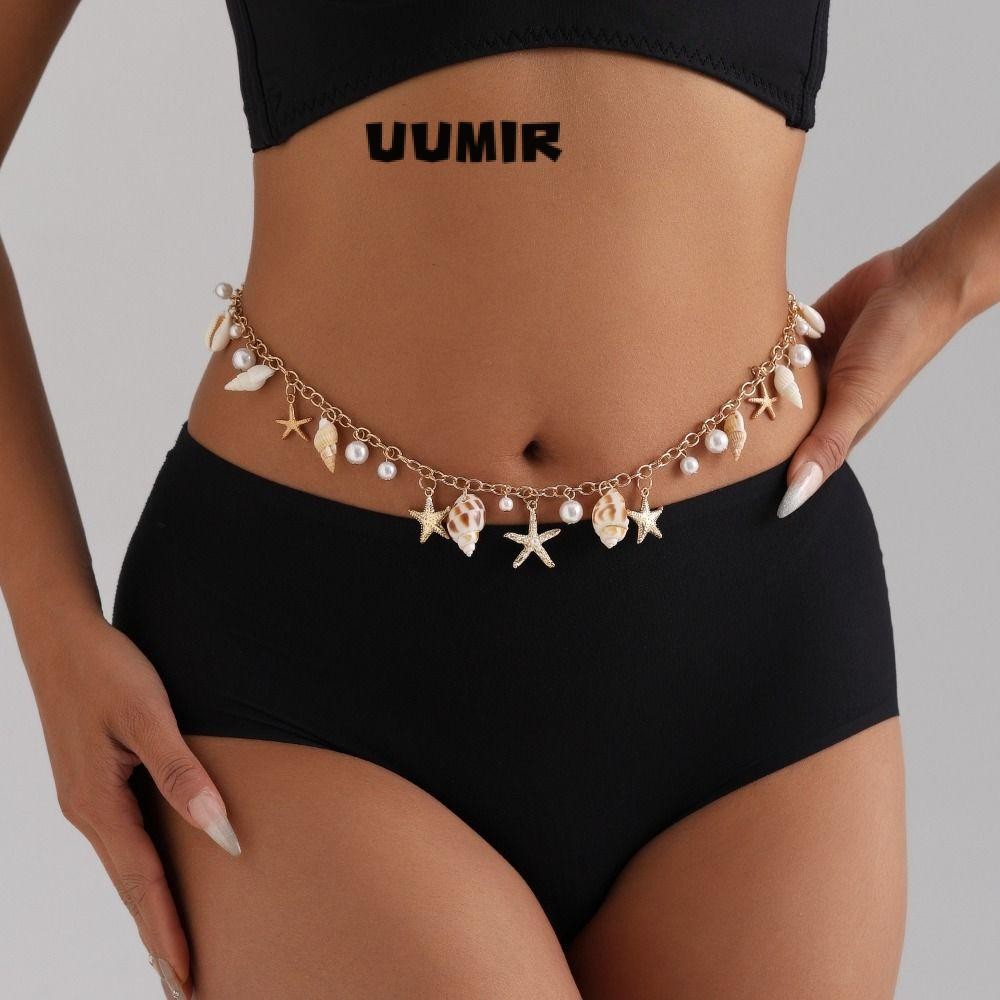 UUMIR Dây Thắt Lưng, Bohemian Sea Star Body Chain, Thời Trang Đi Biển Bikini Giả Hợp Kim Vỏ Thắt Lưng Liên Kết Cho Nữ