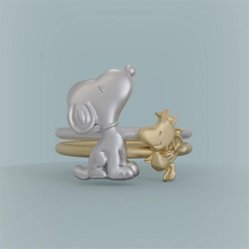 [Tinh tế phù hợp] Nhẫn cặp đôi hình chim Snoopy và bối rối dễ thương Phim hoạt hình ngoại vi dễ thương cho trẻ em Quà tặng sinh nhật