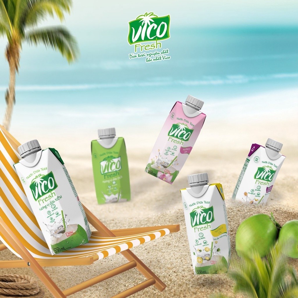 Nước Dừa Tươi VICO Fresh Đủ Hương Vị Hộp 330ml Đến 1L, Nguyên Chất Thơm Ngon Bổ Dưỡng