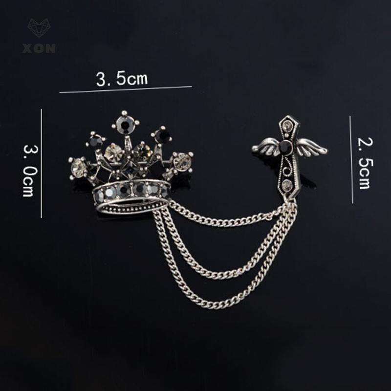 XON Ghim Cài Áo Hình Vương Miện Đính Đá Nhân Tạo Thời Trang