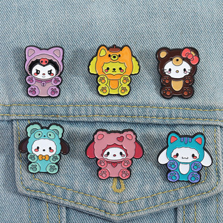 Hoạt Hình Dễ Thương Sanrio Men Trâm Sáng Tạo Búp Bê Pin Màu Hoạt Hình Nhân Vật Huy Hiệu Ba Lô Quần Áo Phụ Kiện Quà Tặng Cho Bạn Bè