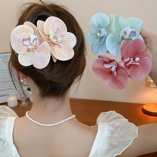 Vải acrylic ngọc trai siêu cổ tích hoa kẹp tóc thời trang nữ đi lại mỏ vịt kẹp mùa xuân mùa hè phụ kiện tóc
