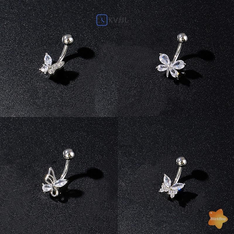 [KvJJL-t] Nhẫn Nút Nơ Thời Trang Nhẫn Thép Không Gỉ Zircon Rốn Xuyên Nhẫn Dành Cho Nữ Bé Gái Trang Sức Cơ Thể Gợi Cảm Món Quà Mới