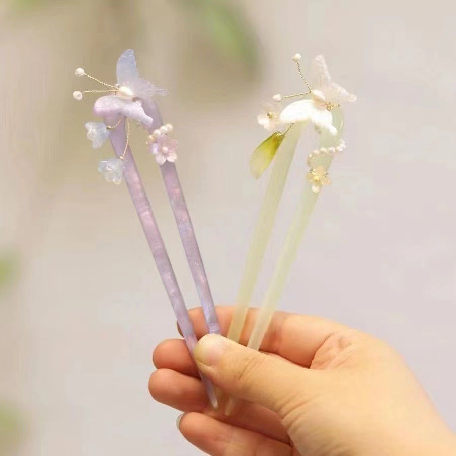 Kẹp tóc nữ hình chữ U, kẹp bướm acetate cao cấp, phong cách Trung Quốc, phụ kiện tóc hàng ngày