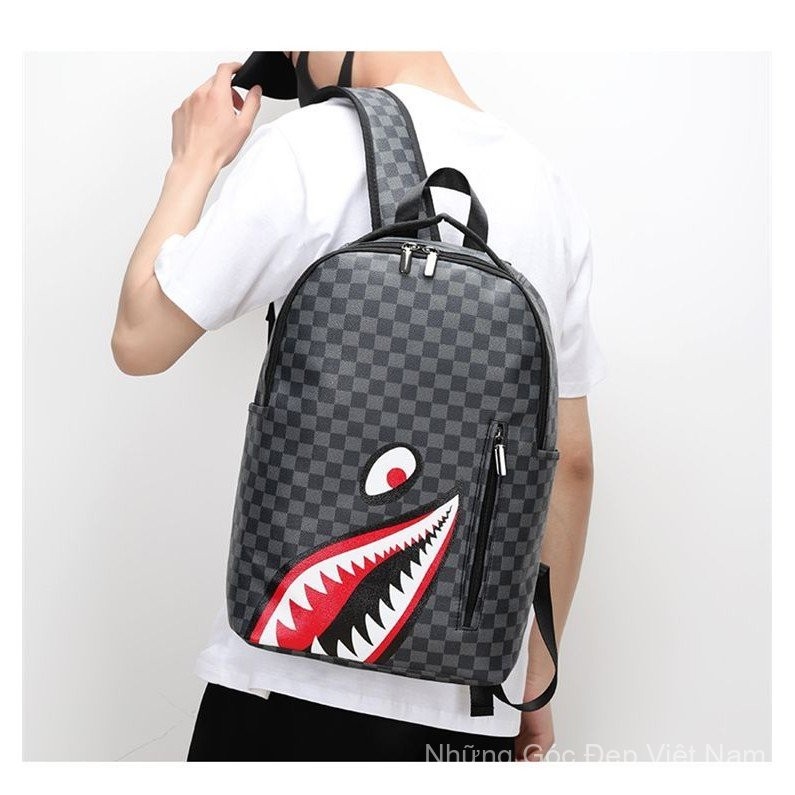 Ba lô cá mập mới bape, ba lô sinh viên graffiti độc đáo, ba lô thời trang unisex YODR