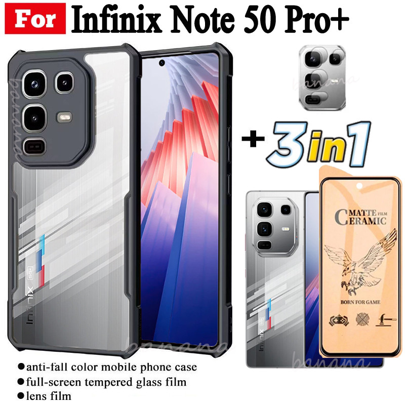 Ốp điện thoại chống sốc 3 trong 1 Infinix Note 50 Pro + cho Infinix Note 50 Pro 4G Note 50X Note 40 5G Phim mờ gốm + Phim ống kính máy ảnh