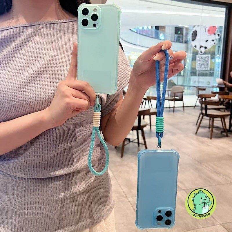 Ốp Điện Thoại Ice Mist Có Dây Đeo Cho Samsung Galaxy A36 A56 A55 A54 A35 A53 A52 A52S A51 M40S A50 A50S A30S A35 5G 4G Matte Cover Vỏ Dây AirBag Mềm Màu Trơn Sang Trọng Dễ Thương